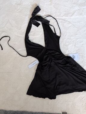 Princess Polly Black Backless Halter Mini Dress